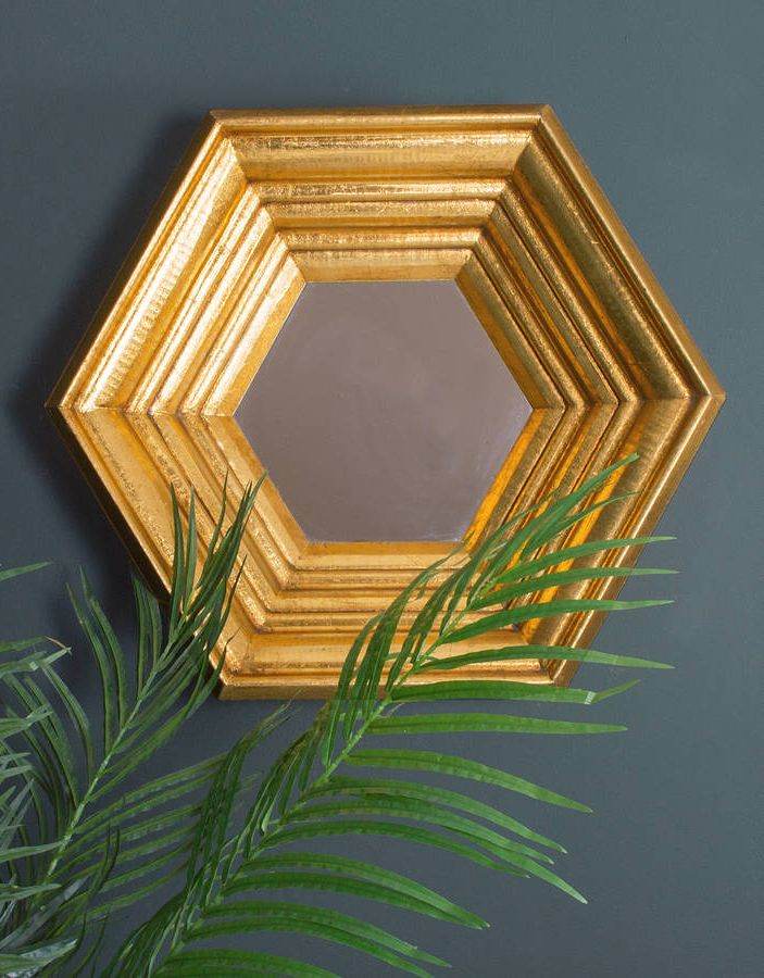 Gold Hexa Decorative Mirror - Mirrorwalla