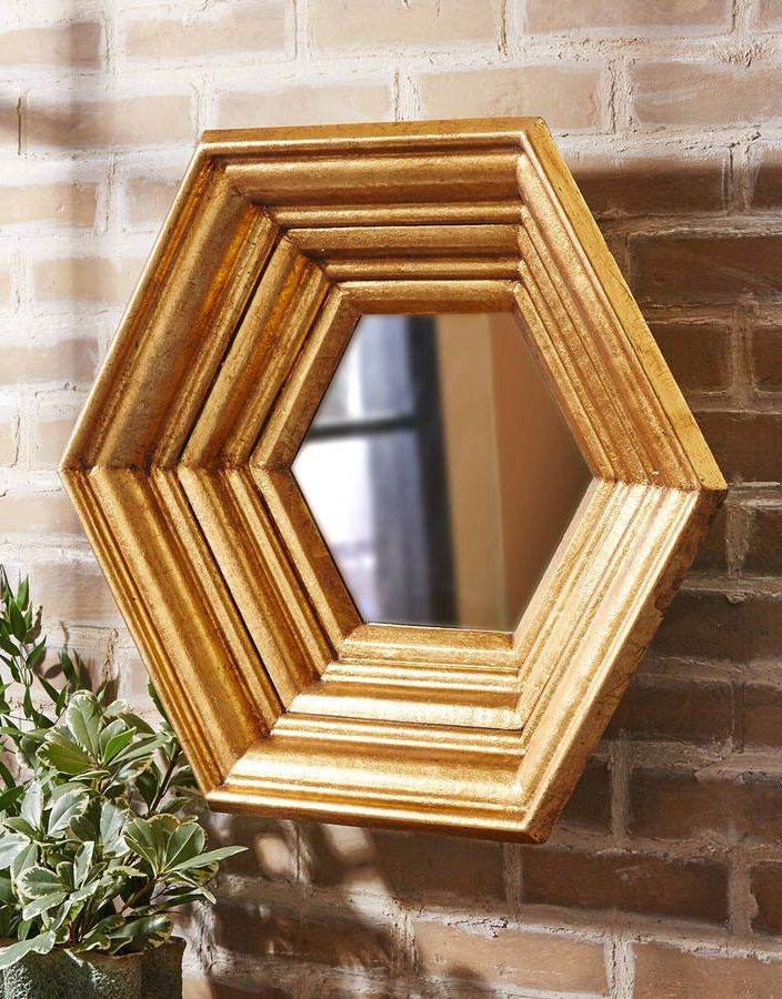 Gold Hexa Decorative Mirror - Mirrorwalla