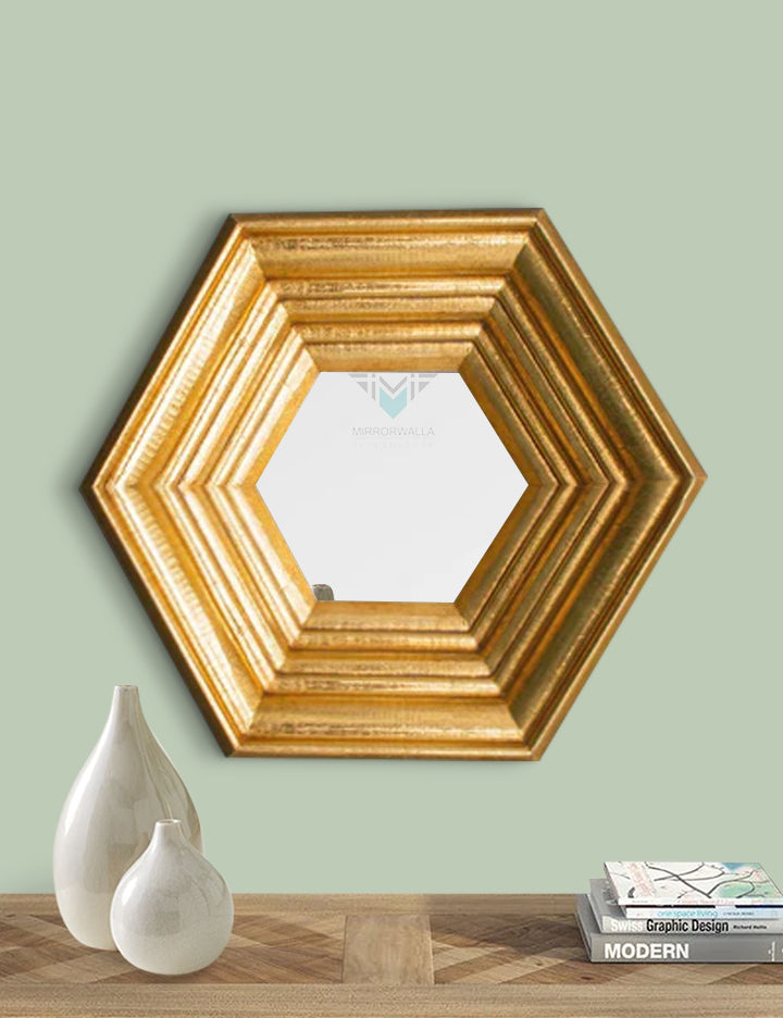 Gold Hexa Decorative Mirror