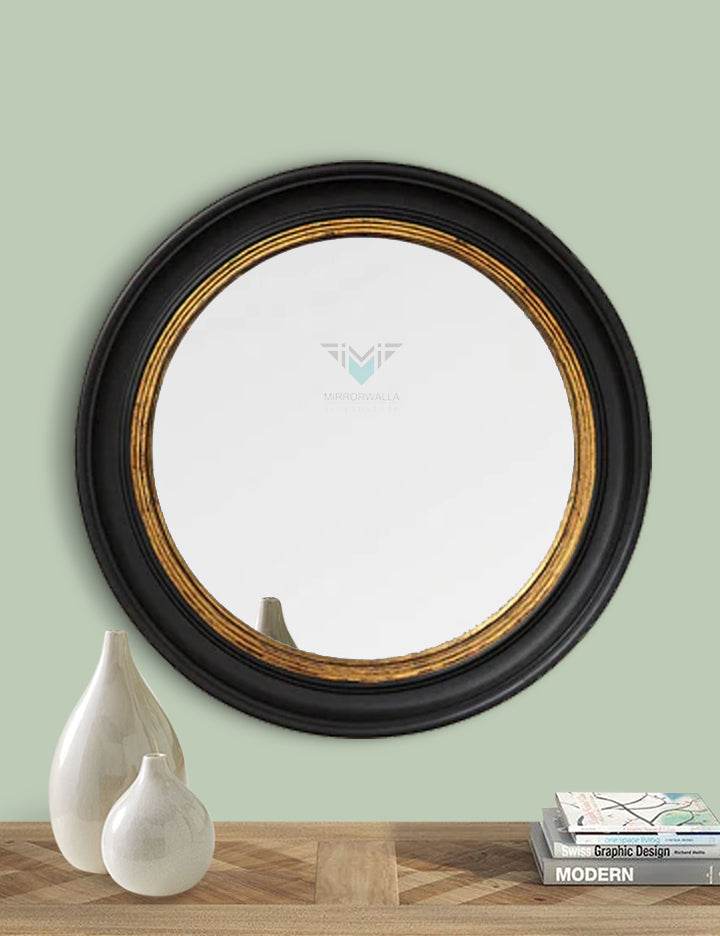 Round Black N Gold Decorative Mirror - Mirrorwalla