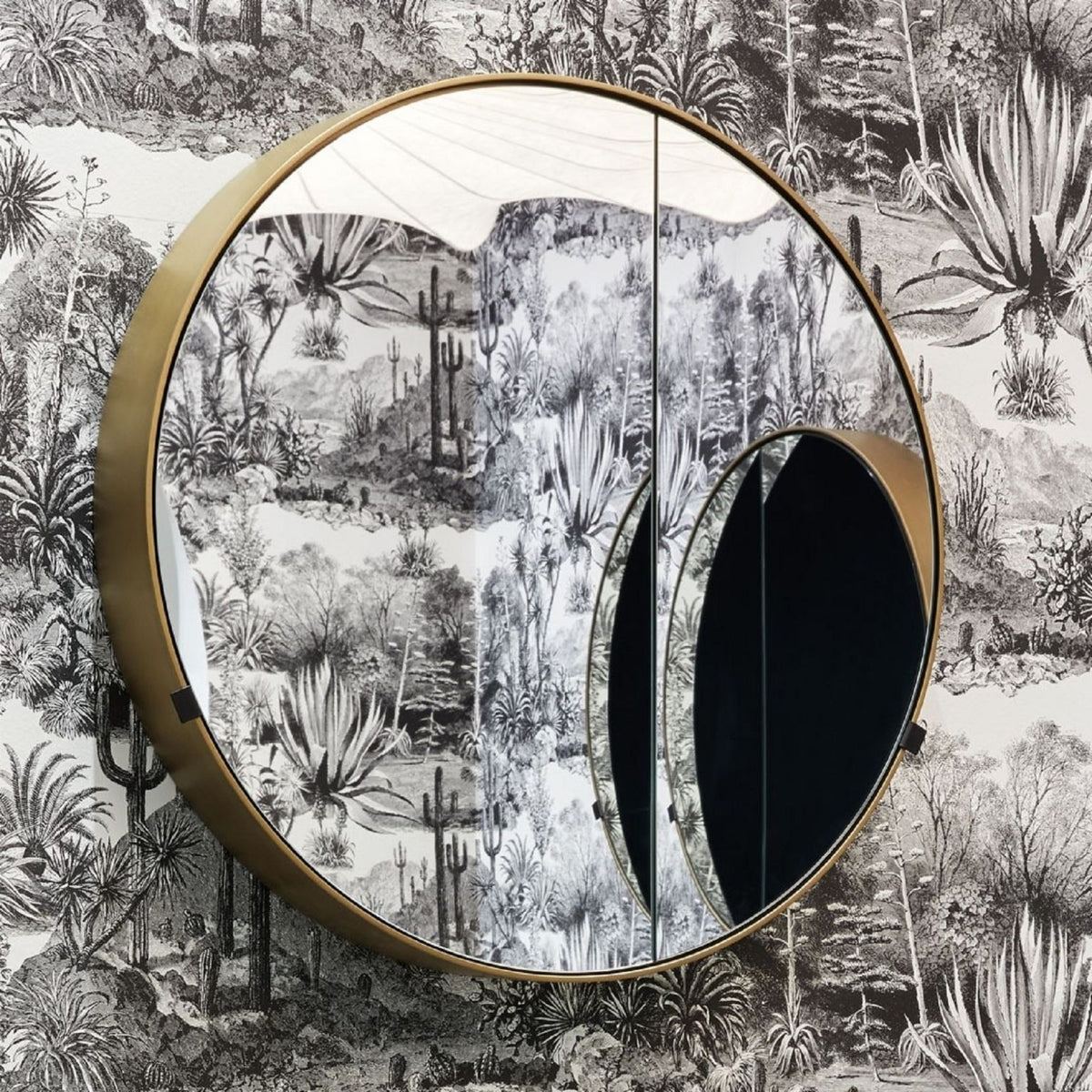 Golden Round Storage Mirror