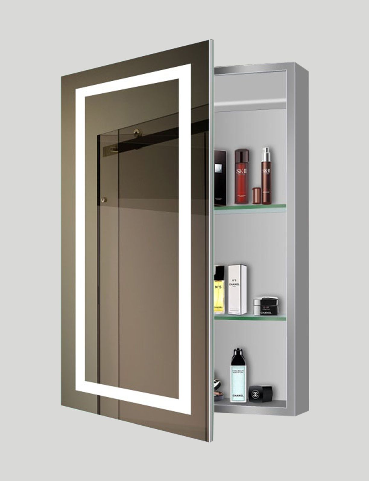 White Storage Led Mirror  Bathroom Mirror - Mirrorwalla