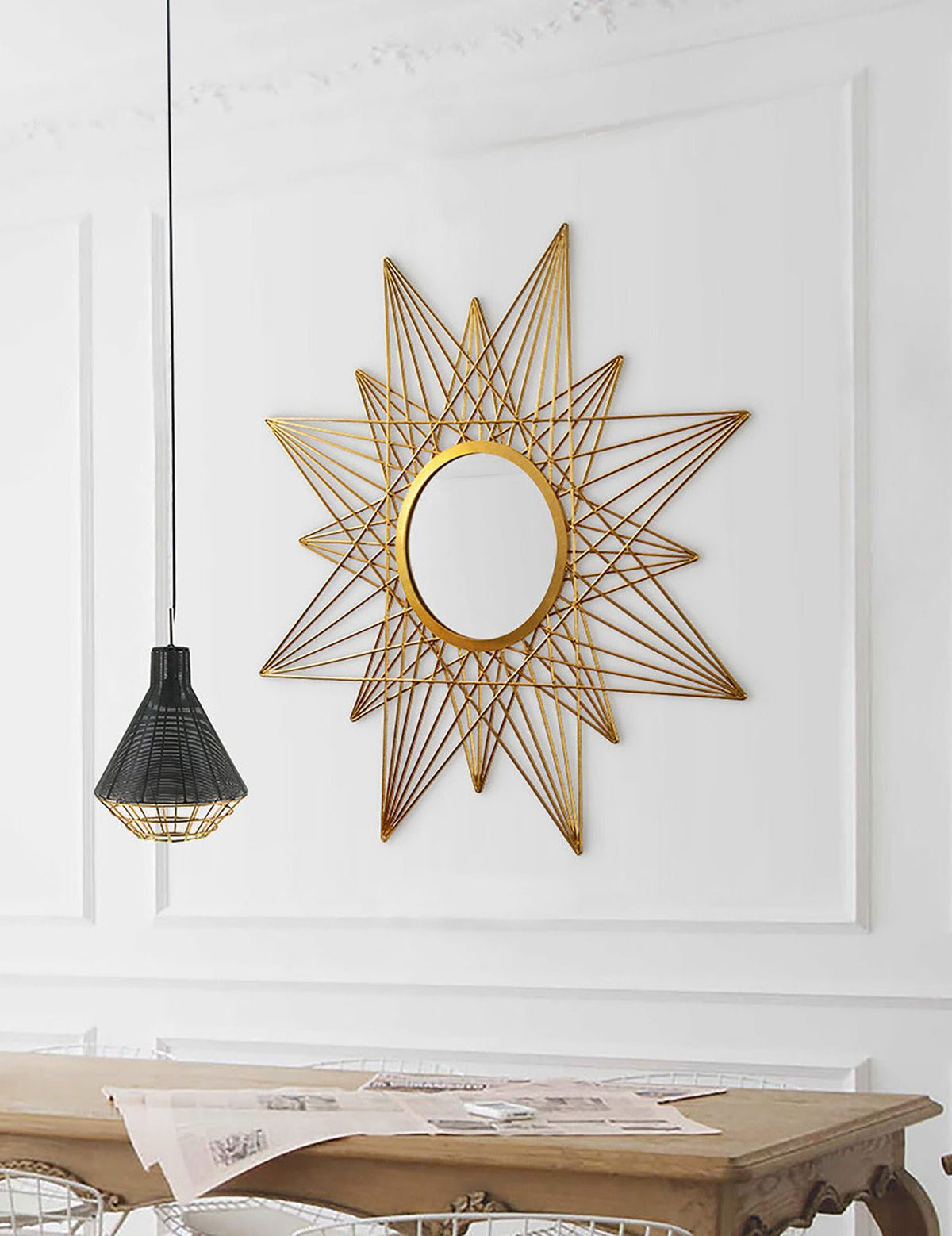 Gold metal Star decorative mirror