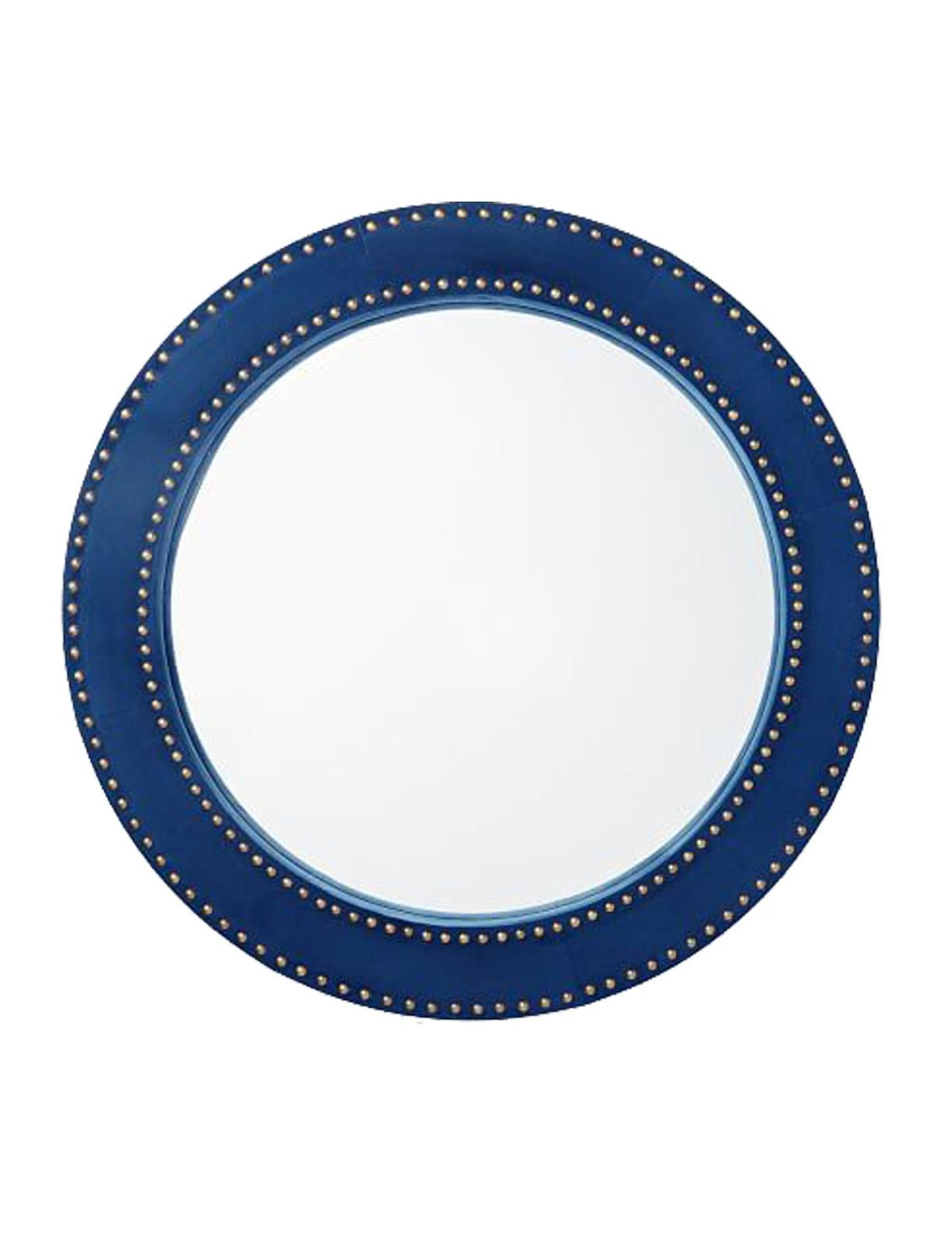 Blue Velvet Round Mirror