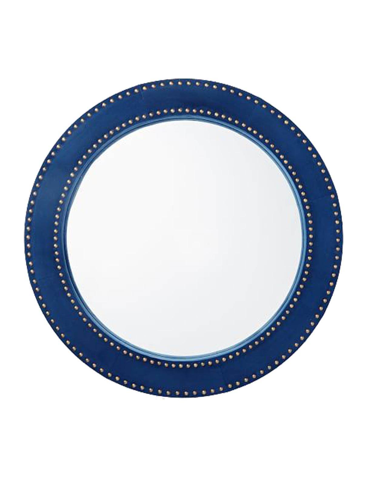 Blue Velvet Round Mirror - Mirrorwalla