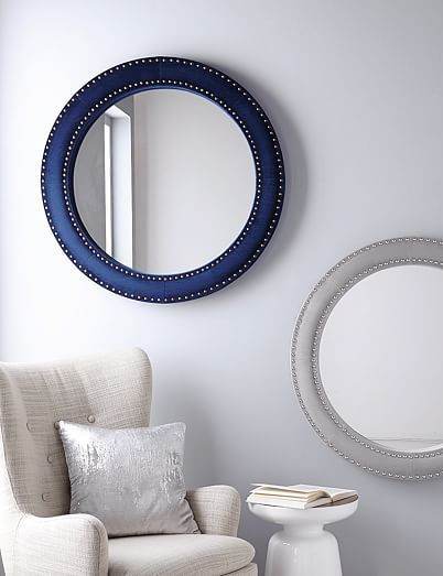 Blue Velvet Round Mirror - Mirrorwalla