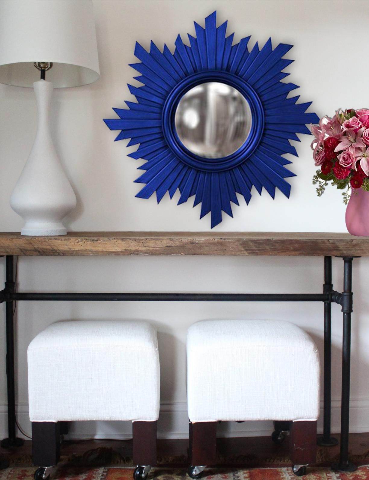 Blue Leafs Decorative Mirror - Mirrorwalla