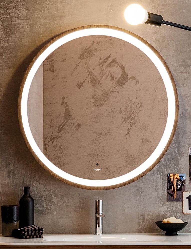 LED Mirror With Wooden Frame - Mirrorwalla