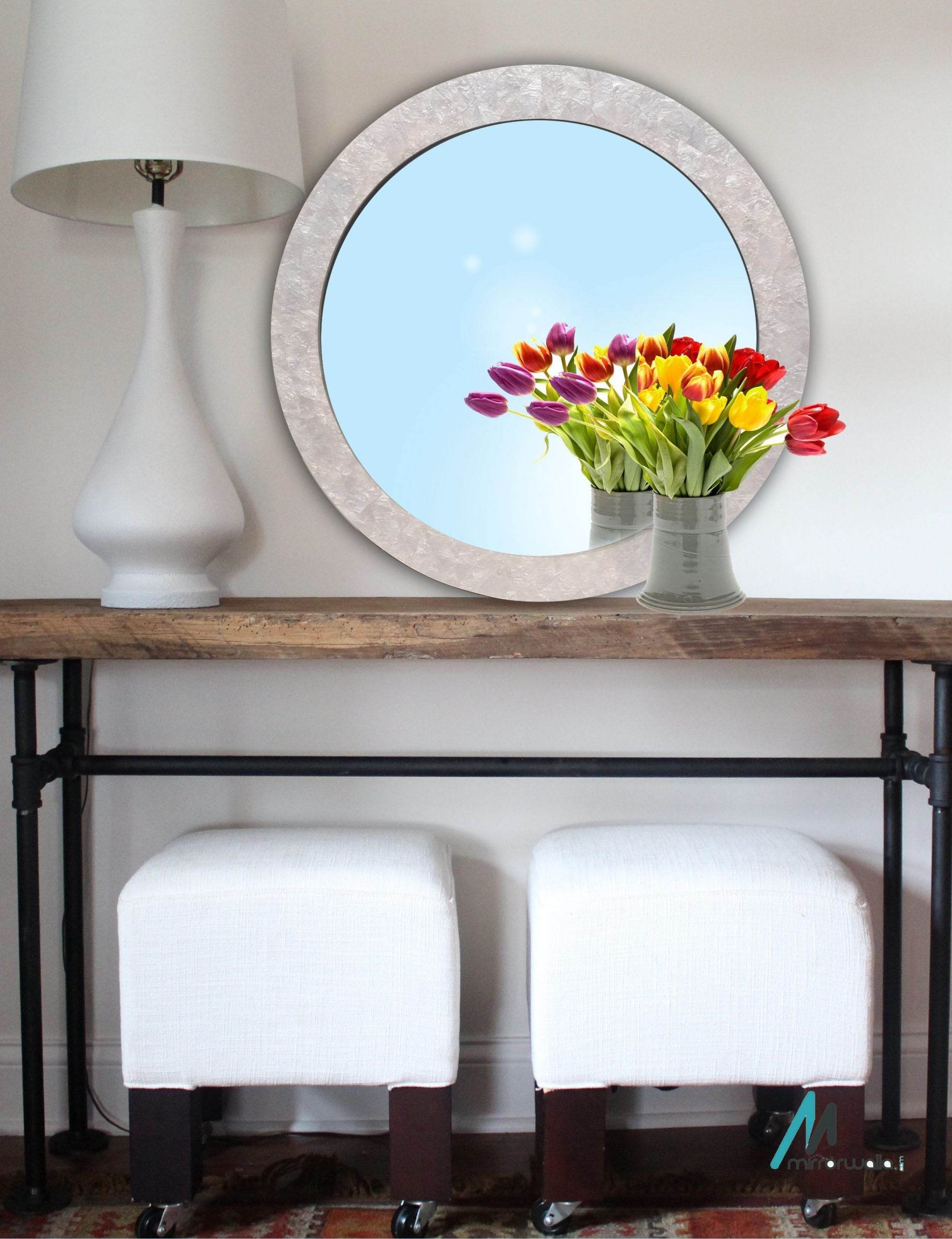 Ivory Silver Decorative Mirror - Mirrorwalla