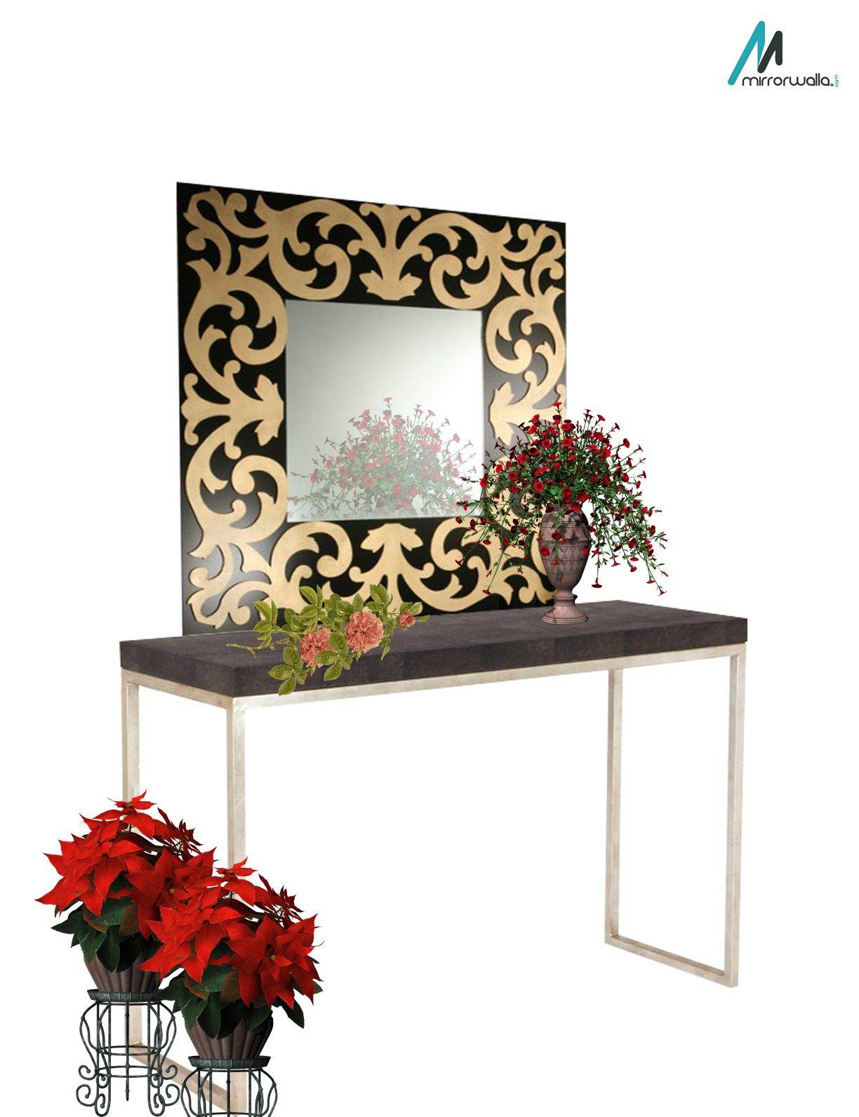 Black And Gold CNC Mirror - Mirrorwalla
