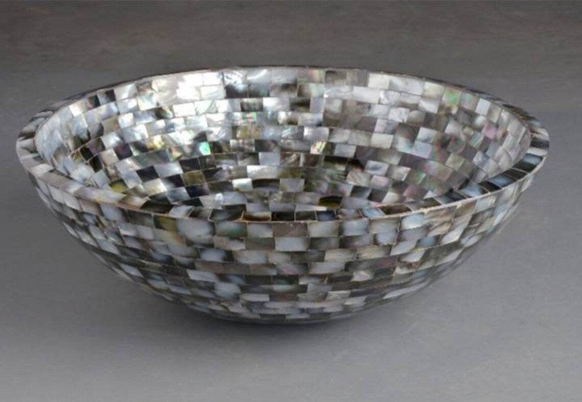 Black Motia Mother Of Pearl Wash Basin - Mirrorwalla