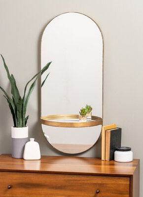 Glossy Capsule PVD Mirror With Shelve - Mirrorwalla