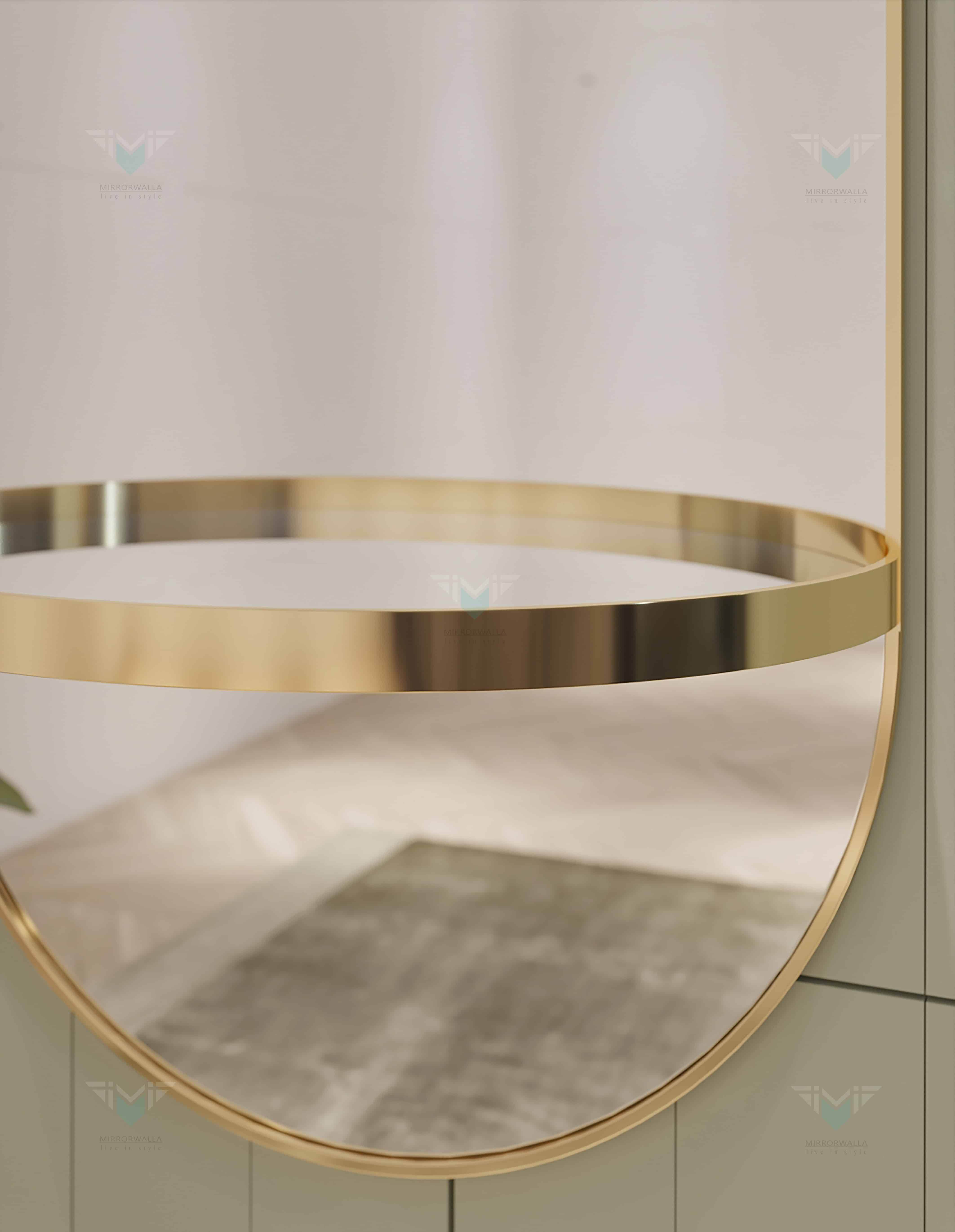 Glossy Capsule PVD Mirror With Shelve - Mirrorwalla