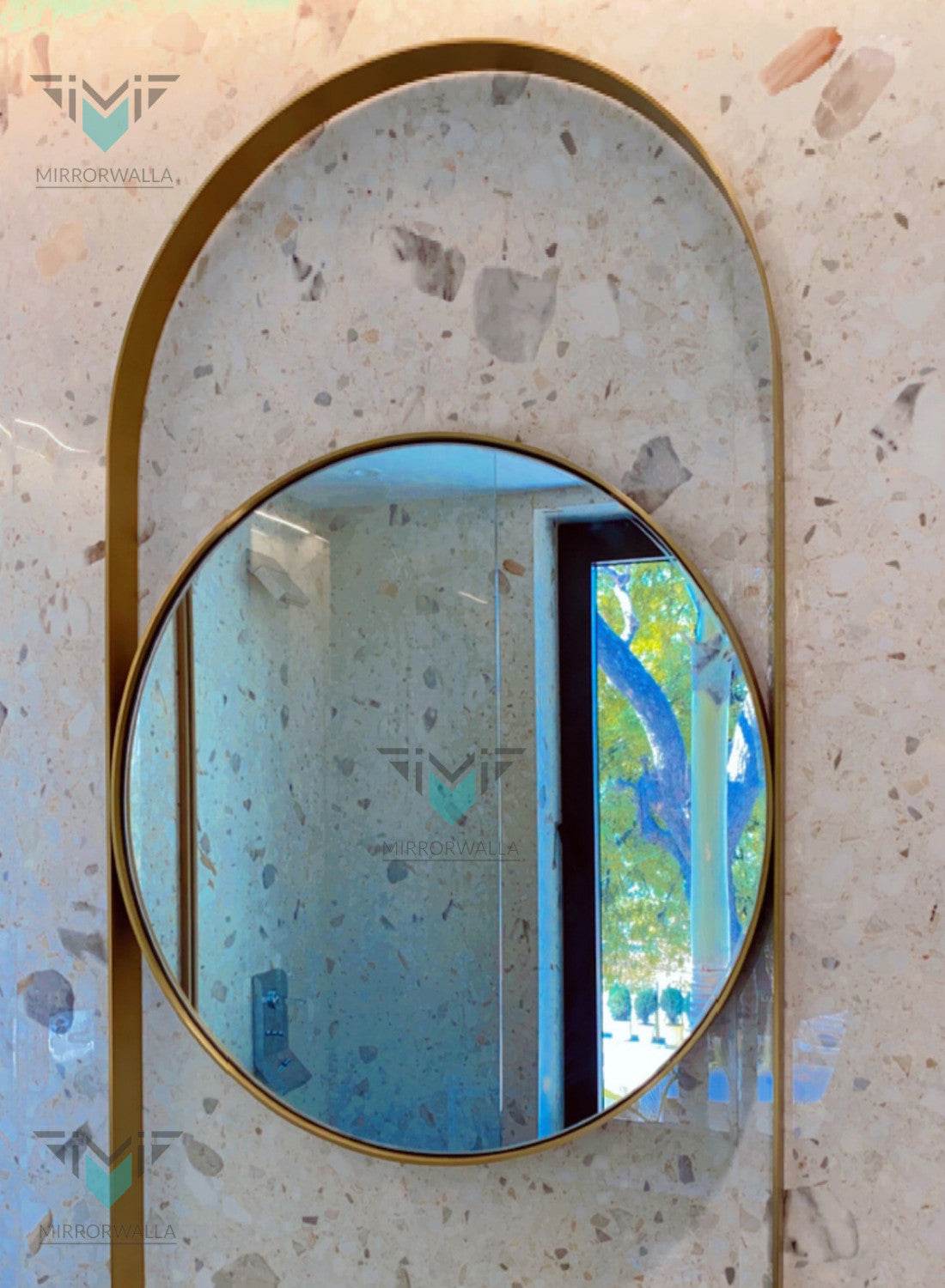 Brass Pvd Circle Crown Dc Mirror - Mirrorwalla