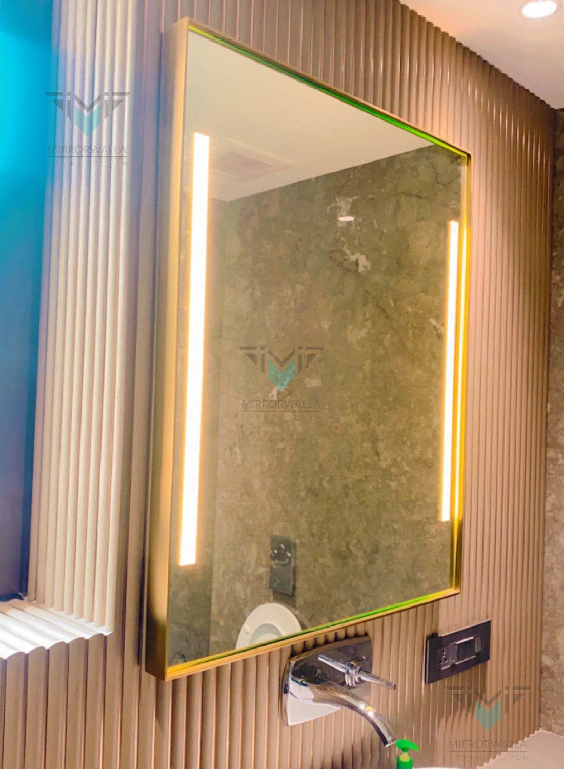 Dozzy Brass Pvd Frontlit Led Mirror With Dfogger - Mirrorwalla