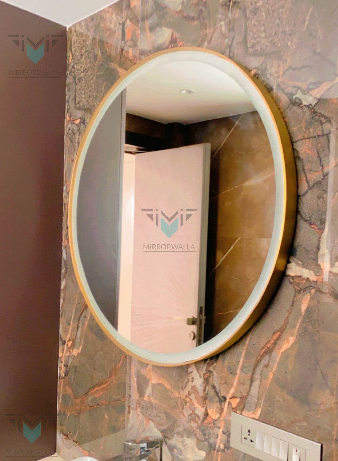 Mizco Premium Brass Pvd Mirror With D-fogger - Mirrorwalla