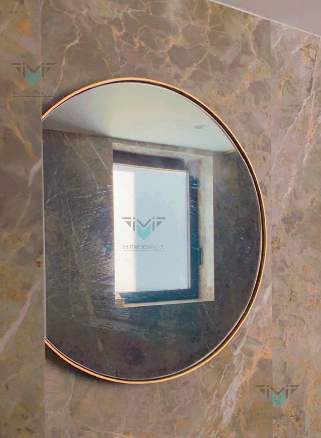 Nofa Round Brass Pvd Backlit Mirror With D-fogger - Mirrorwalla