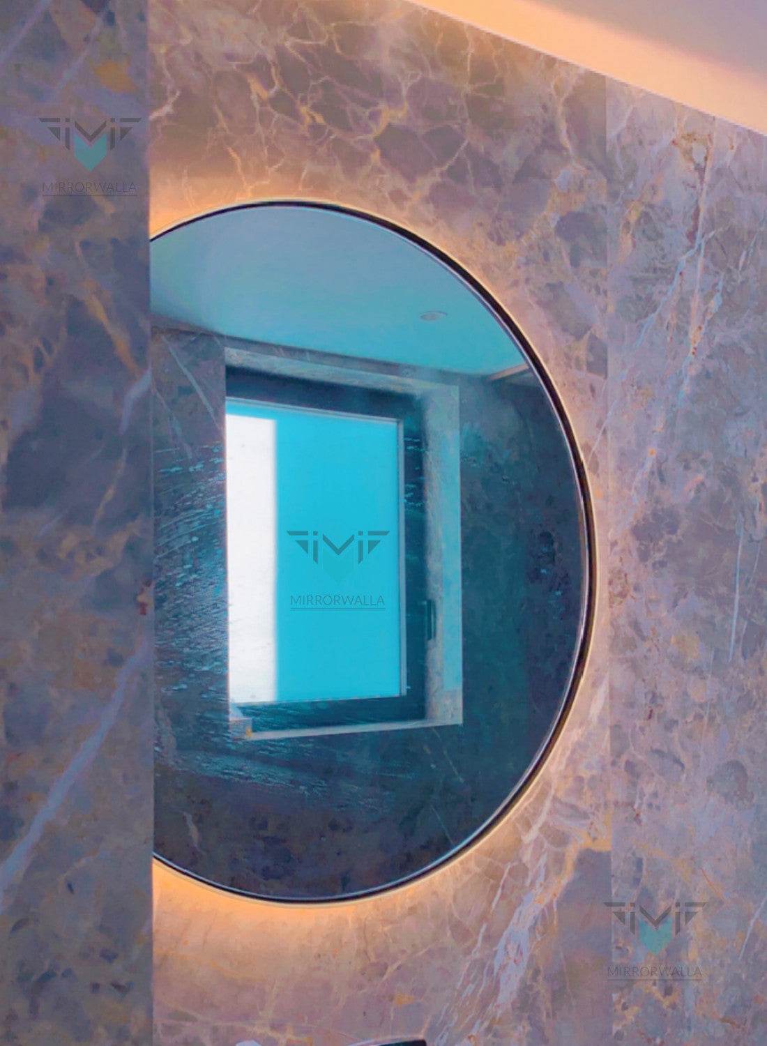 Nofa Round Brass Pvd Backlit Mirror With D-fogger - Mirrorwalla