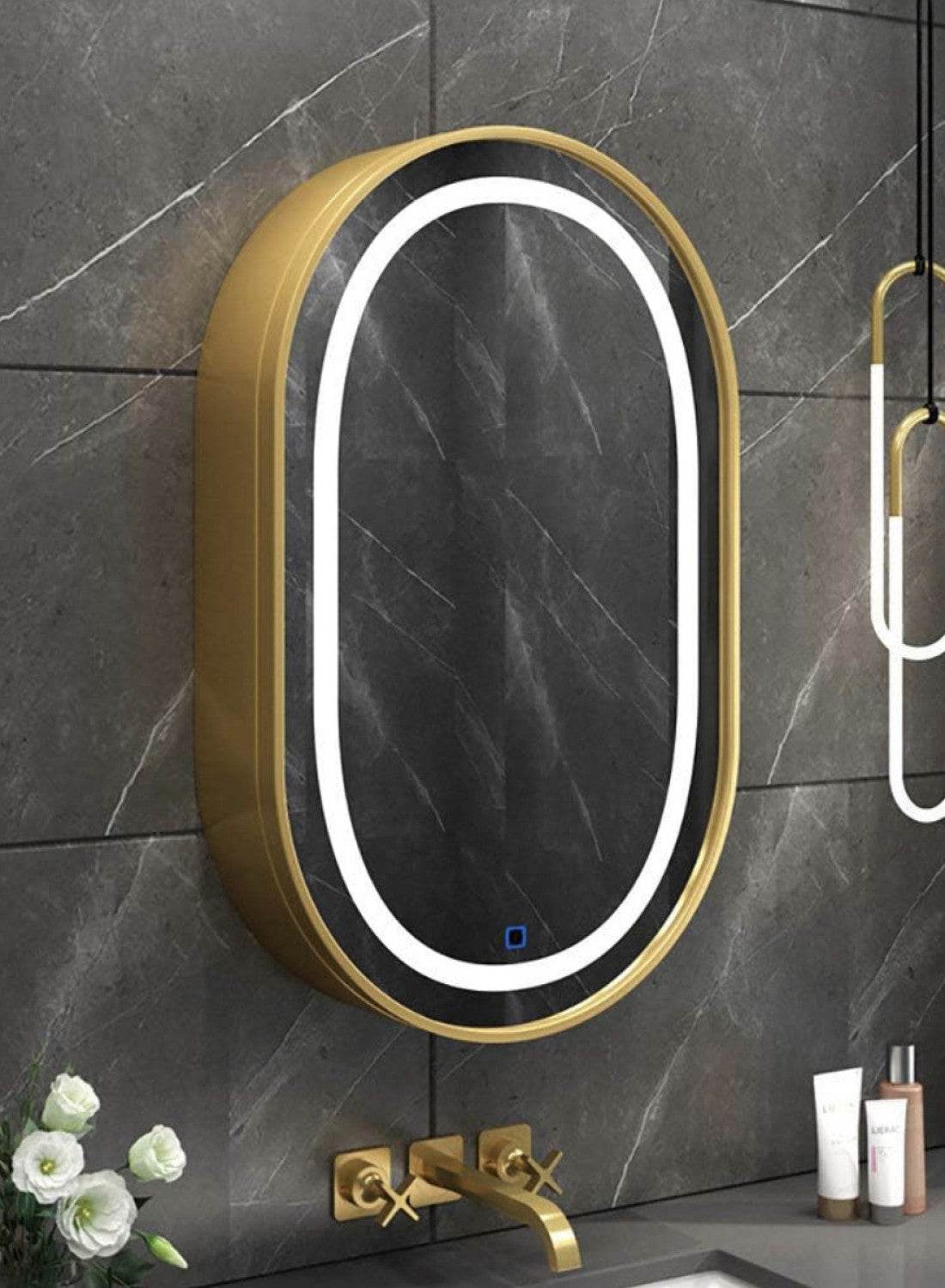 Golden Led Storage Mirror - Mirrorwalla