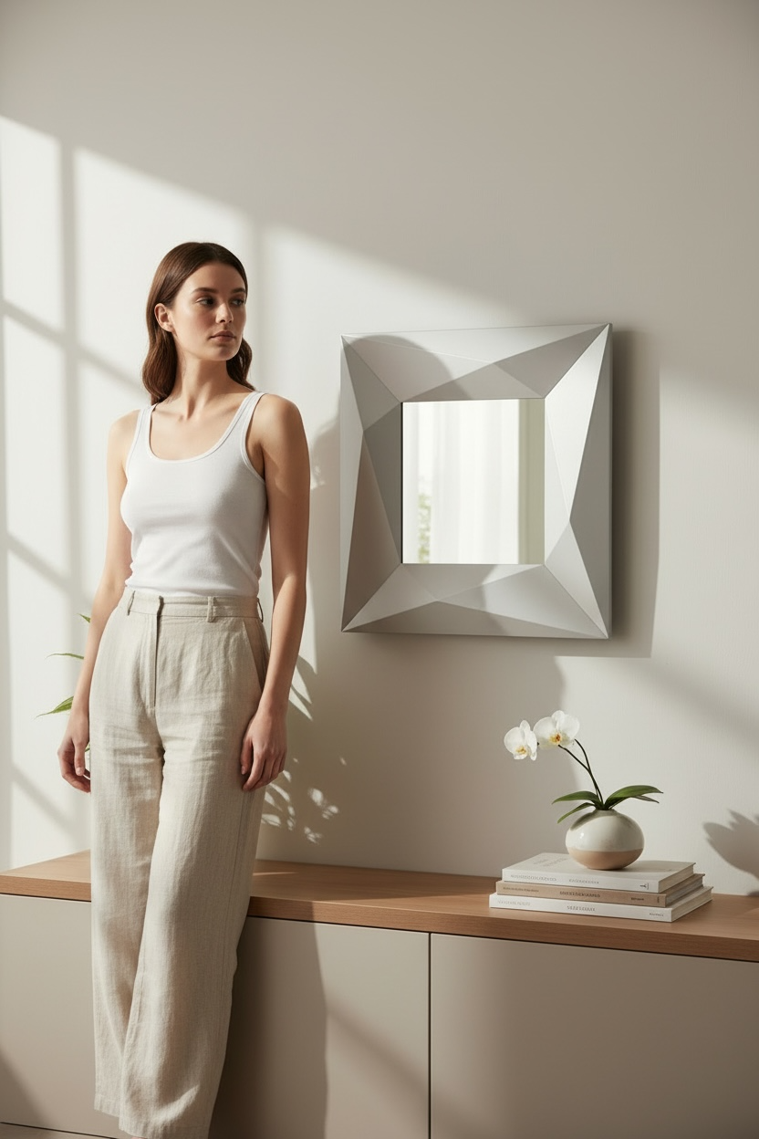 Square diamond decorative mirror