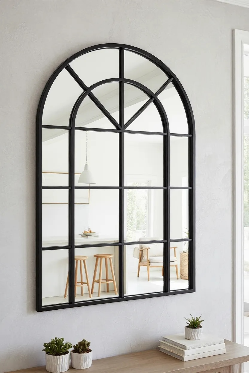 Open Window Style Mirrors Black arch window style mirror – Mirrorwalla