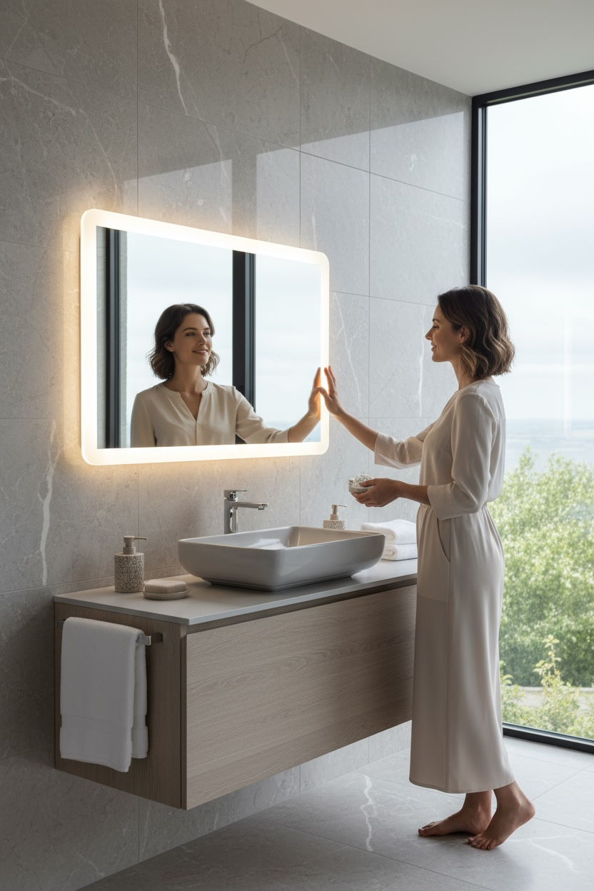 Galazo-x white backlit mirror