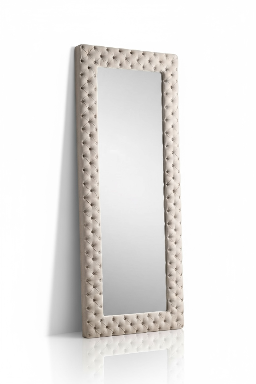 Quilted Leatherette Dresser Mirror