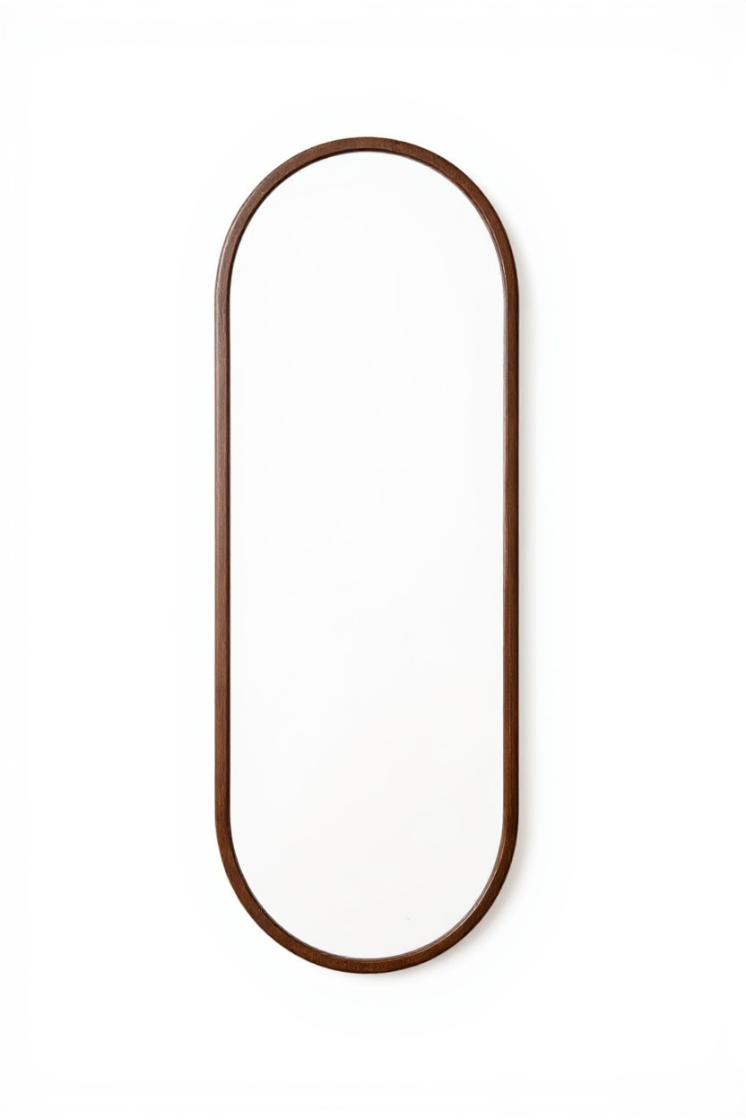 Teak Oval Dresser Mirror