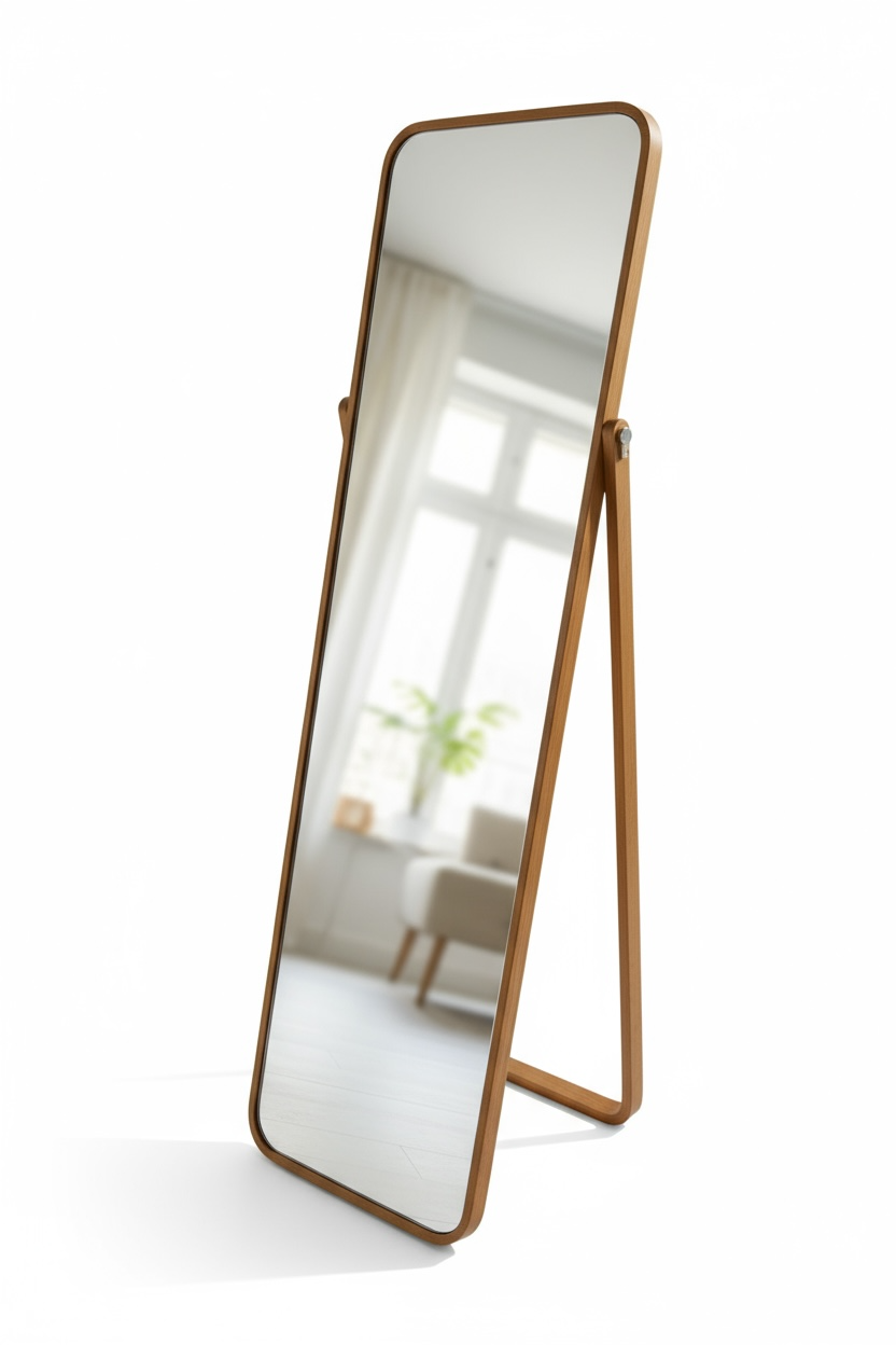 Oak Wood Floor Mirror