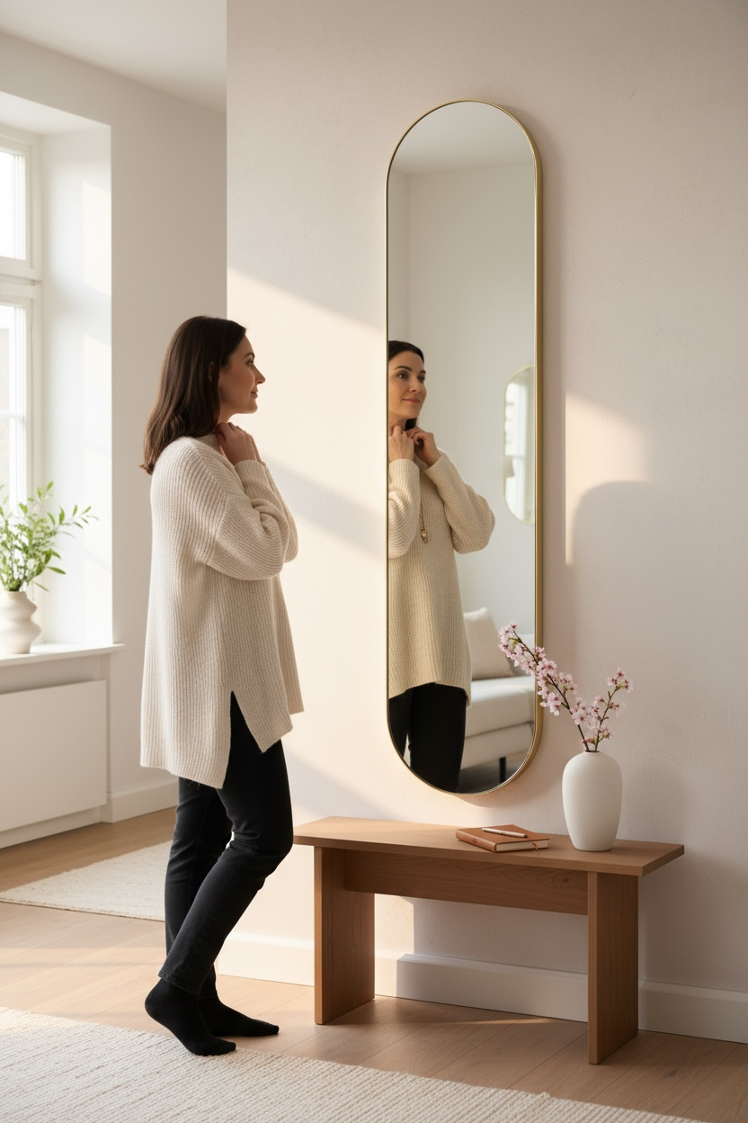 Sleek Capsule Brass Pvd Mirror