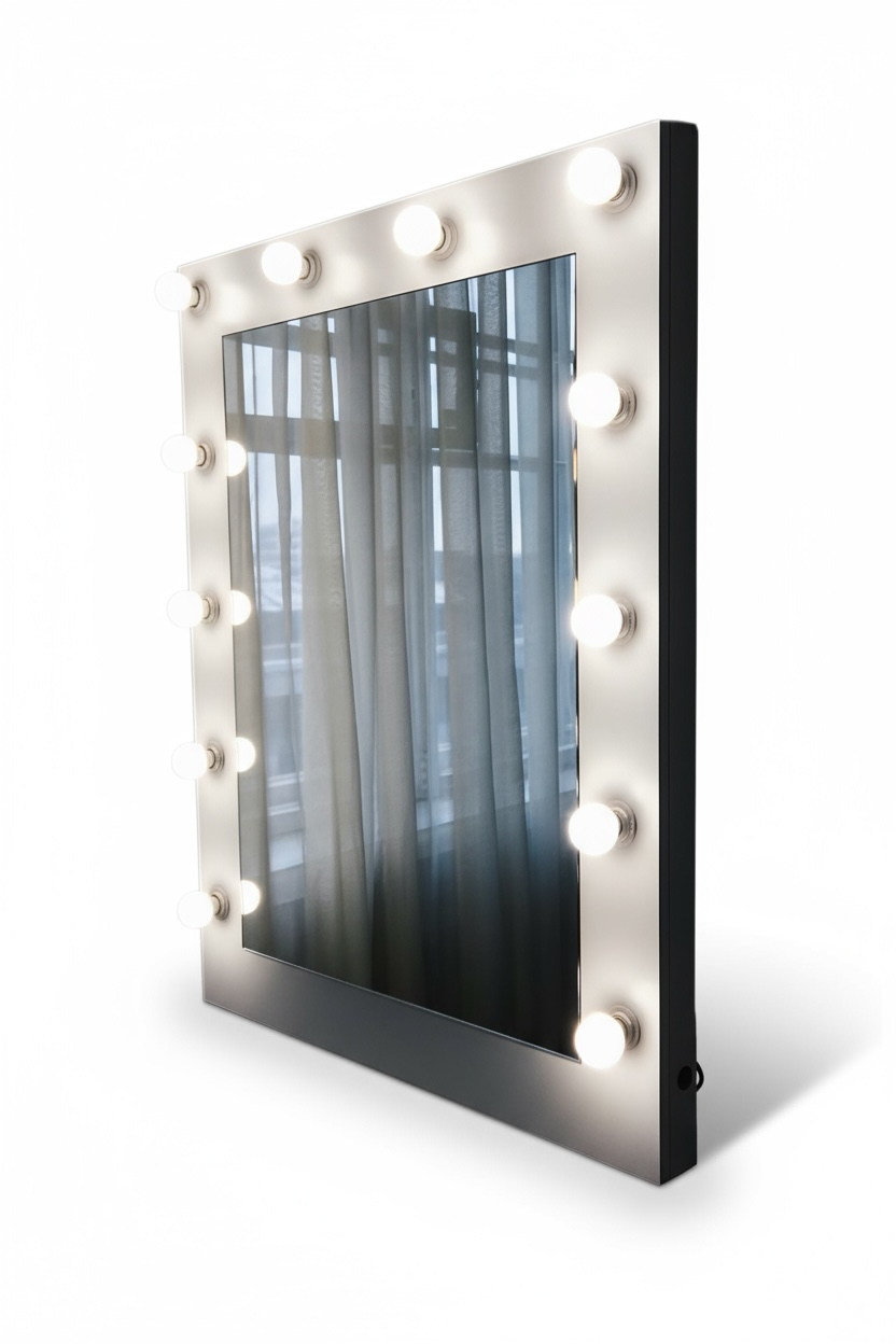 Glossy white hollywood makeup mirror