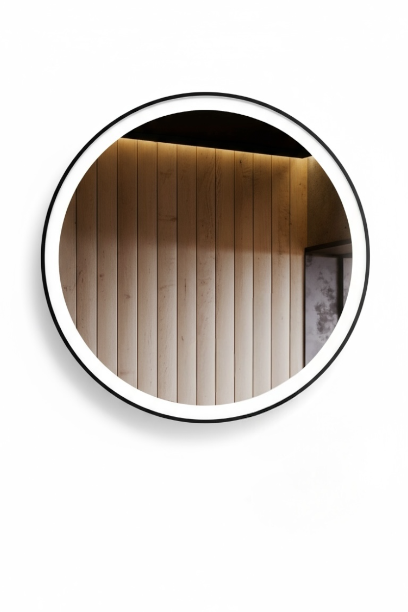 Black PVD Round Frontlit Mirror