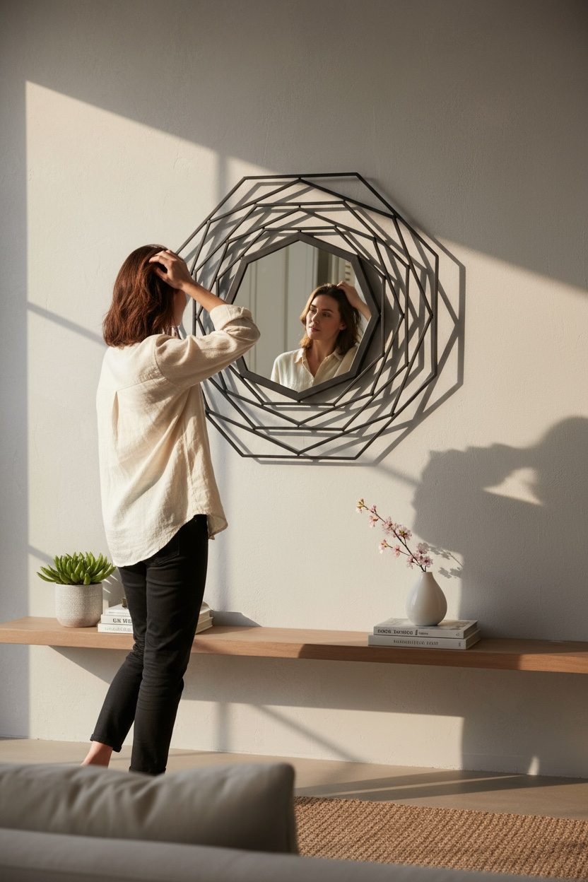 Round lines decorative mirror