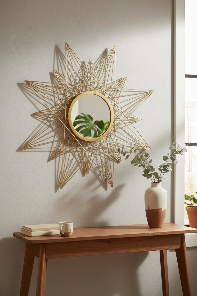 Gold metal Star decorative mirror