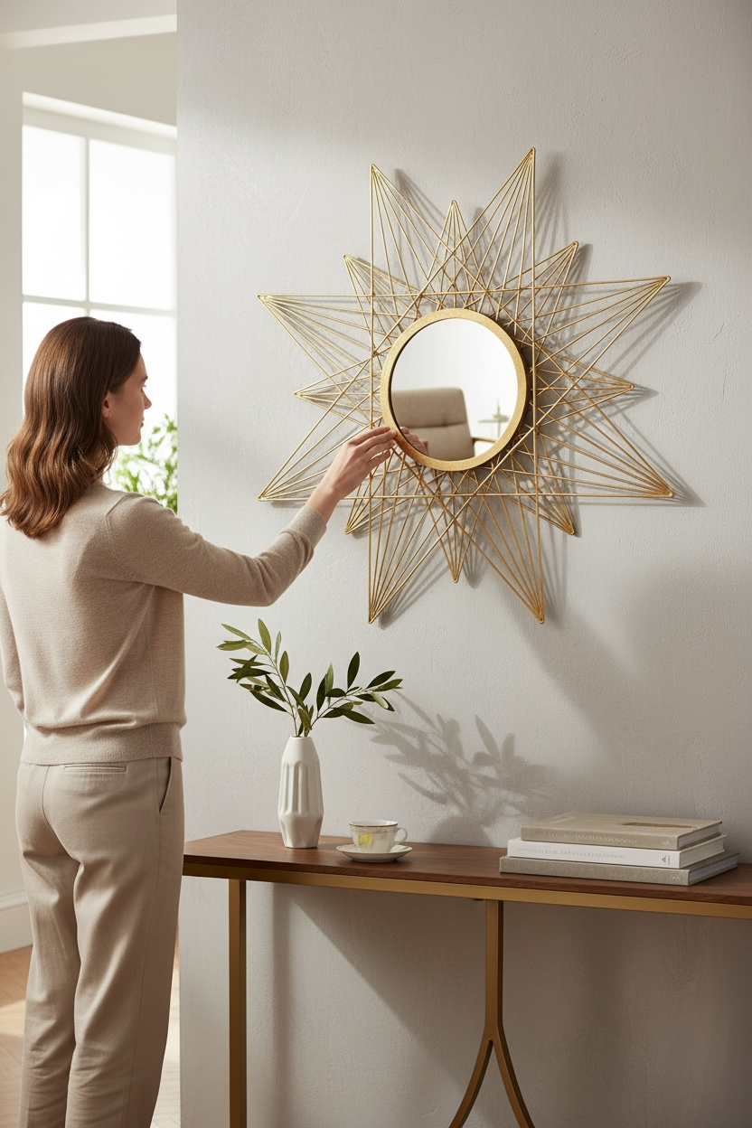 Gold metal Star decorative mirror