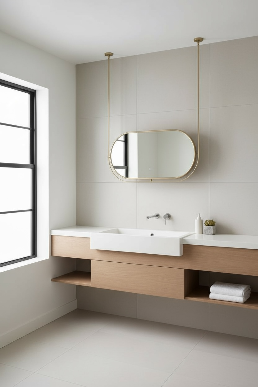 Herek gold suspended bathroom mirror