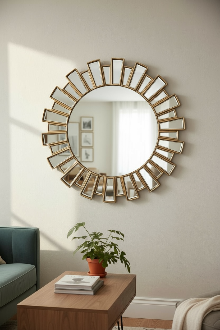 Beatup round decorative mirror