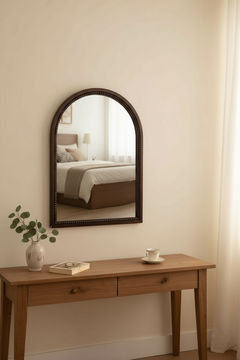 Teak dotoarch decorative mirror