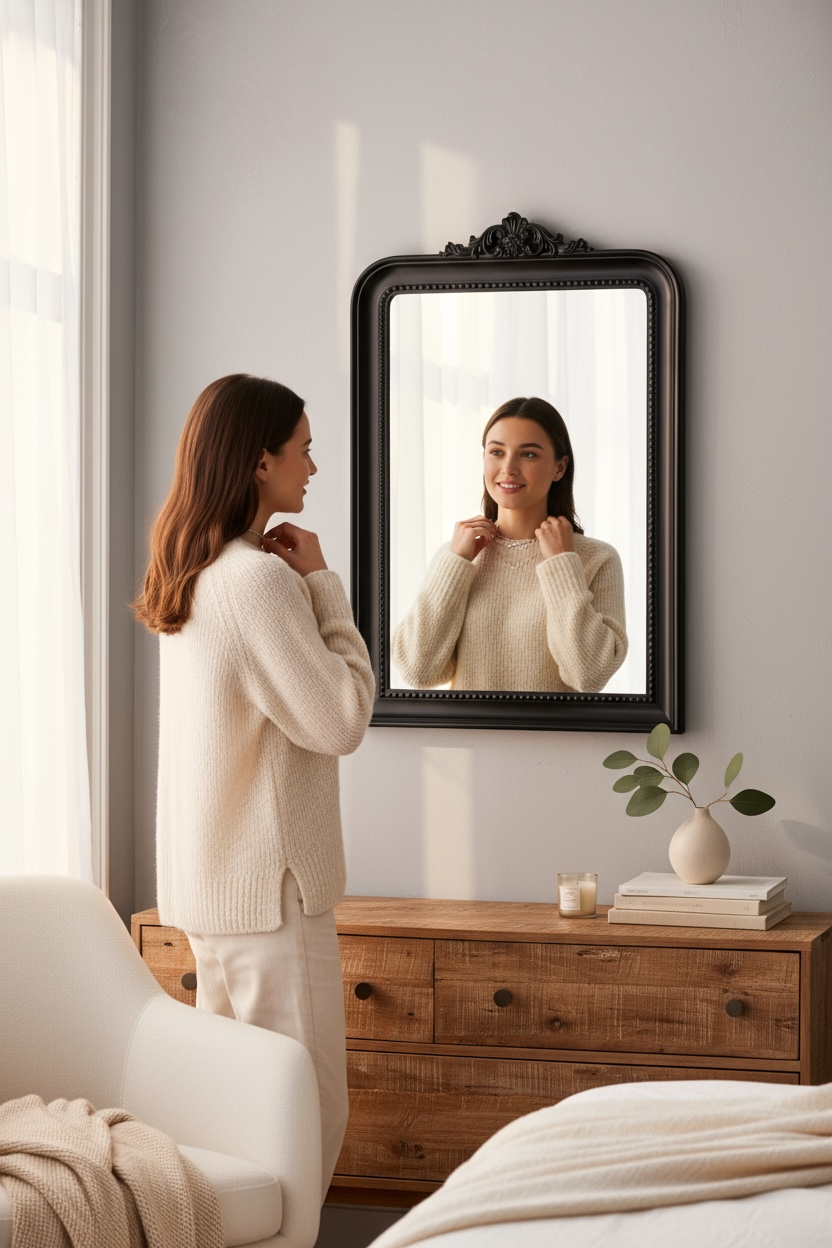 Black crown luxury mirror