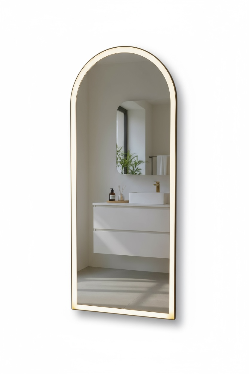 Arch shaped full length led mirror