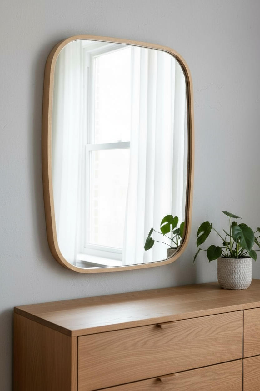 Brown round edge decorative mirror