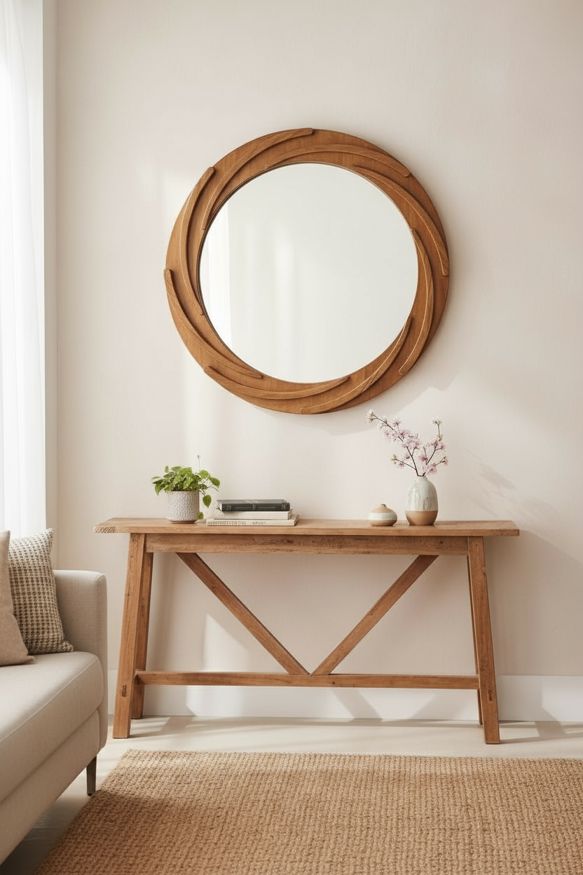 Teak Swing Decorative Mirror