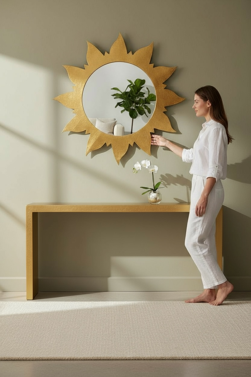 Gold Leaf Sun Mirror