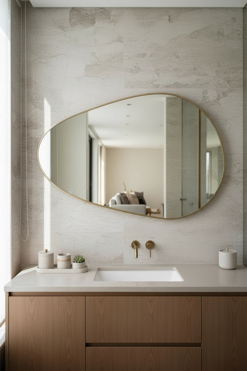 Gold stone backlit mirror