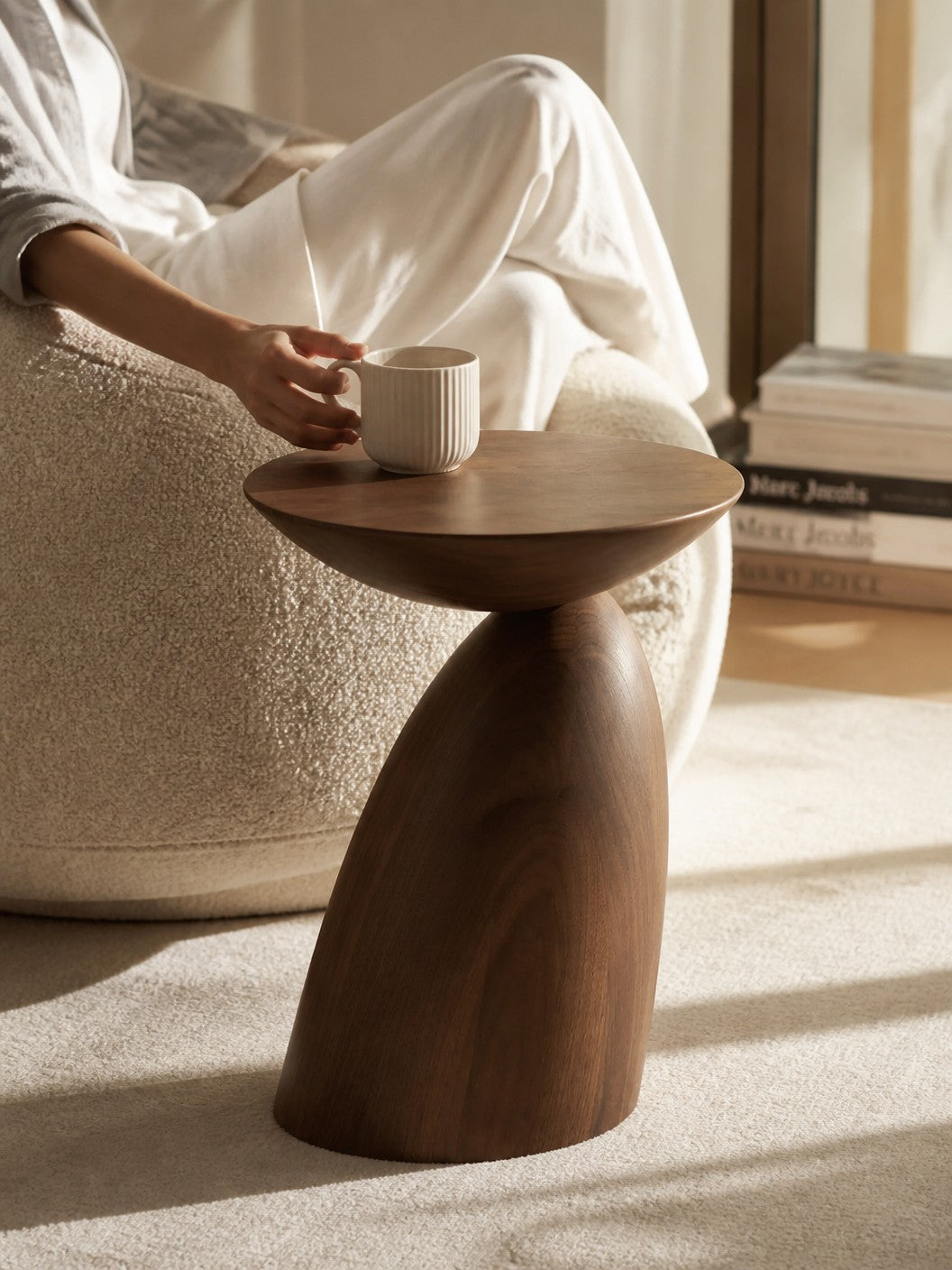 Dark brown wood parable side table