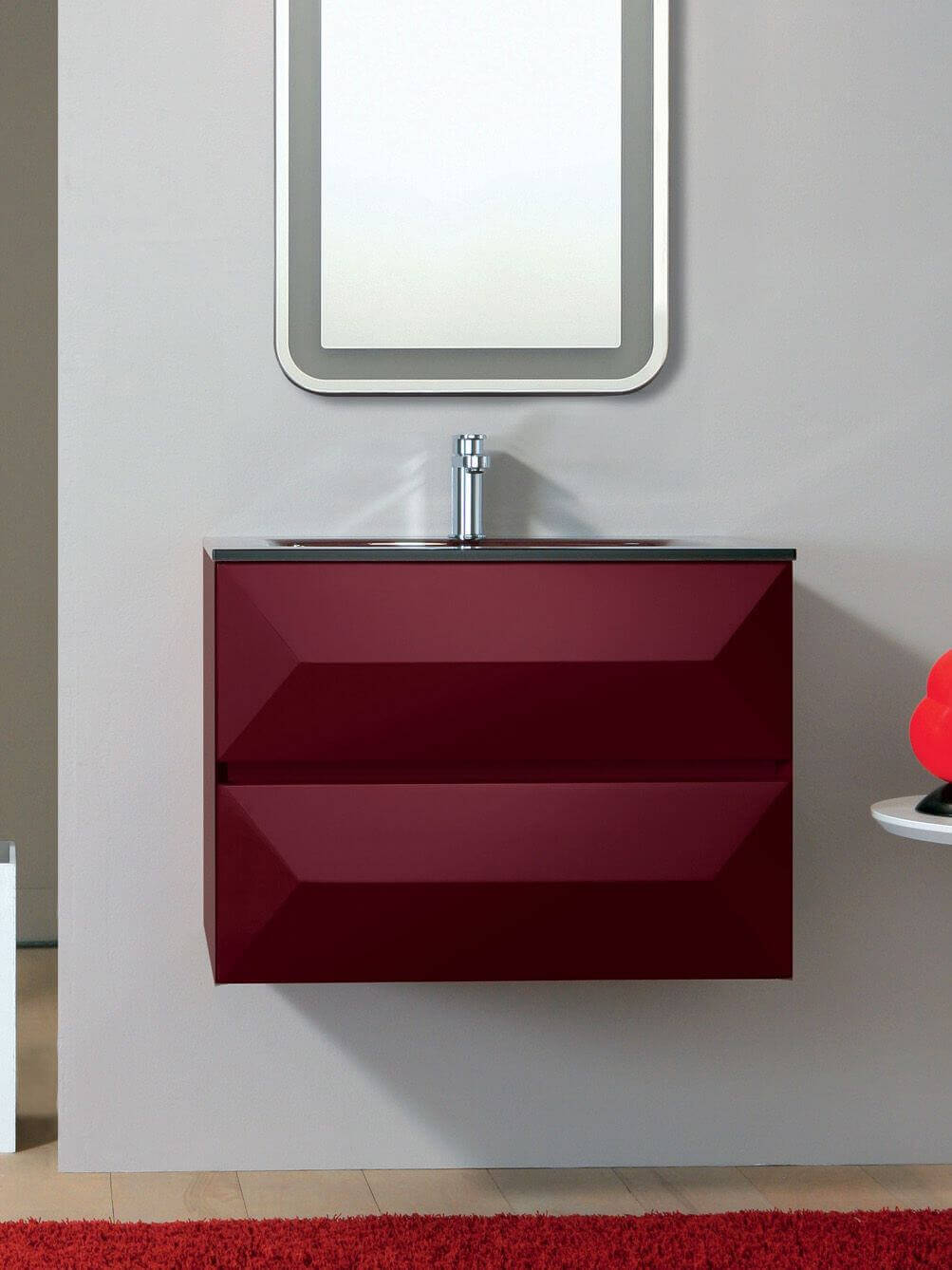 Maroon Double Drawers Bathroom Vanity