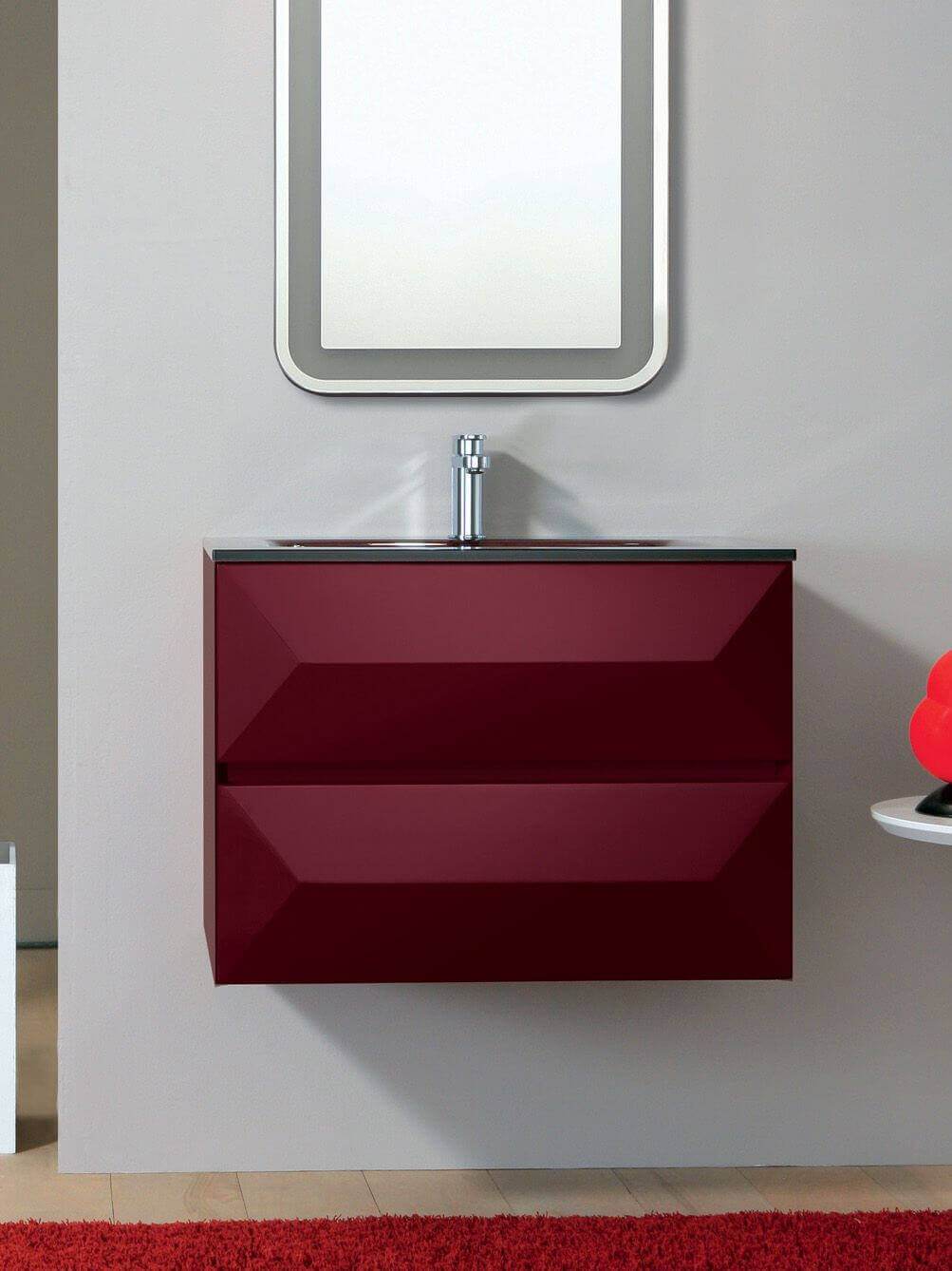 Maroon Double Drawers Bathroom Vanity - Mirrorwalla