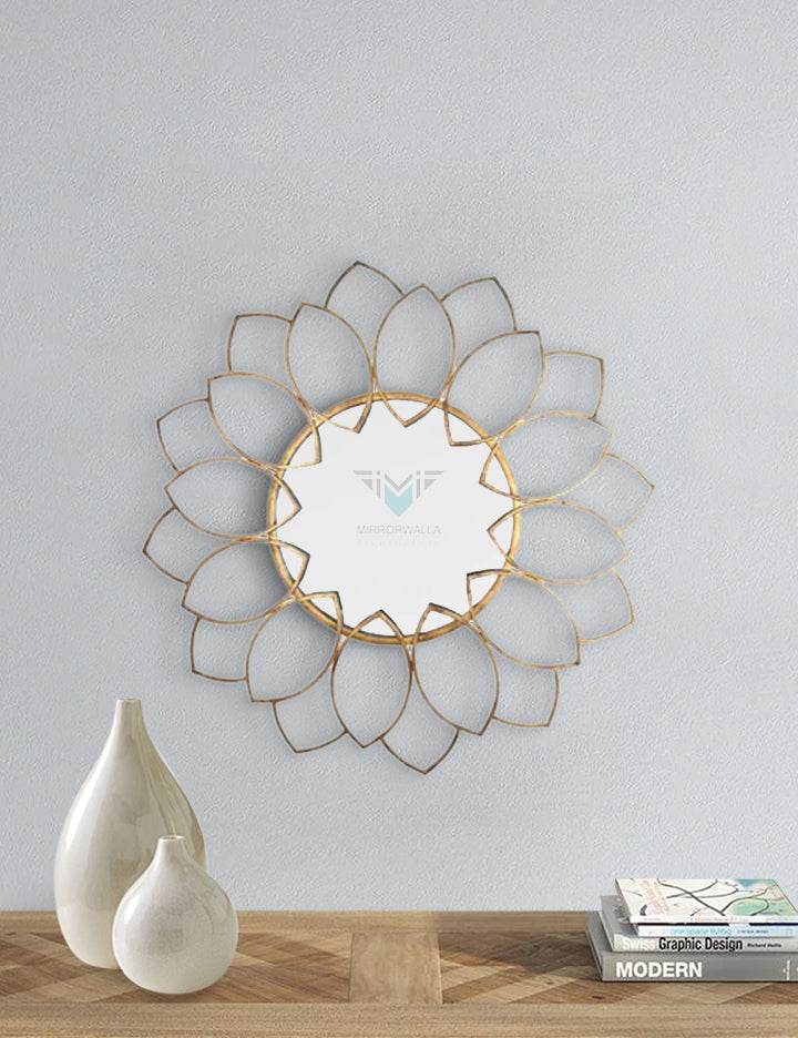 Golden Petals Decorative Mirror - Mirrorwalla