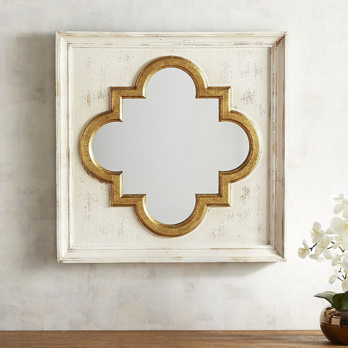 Gold & White Decorative Mirror