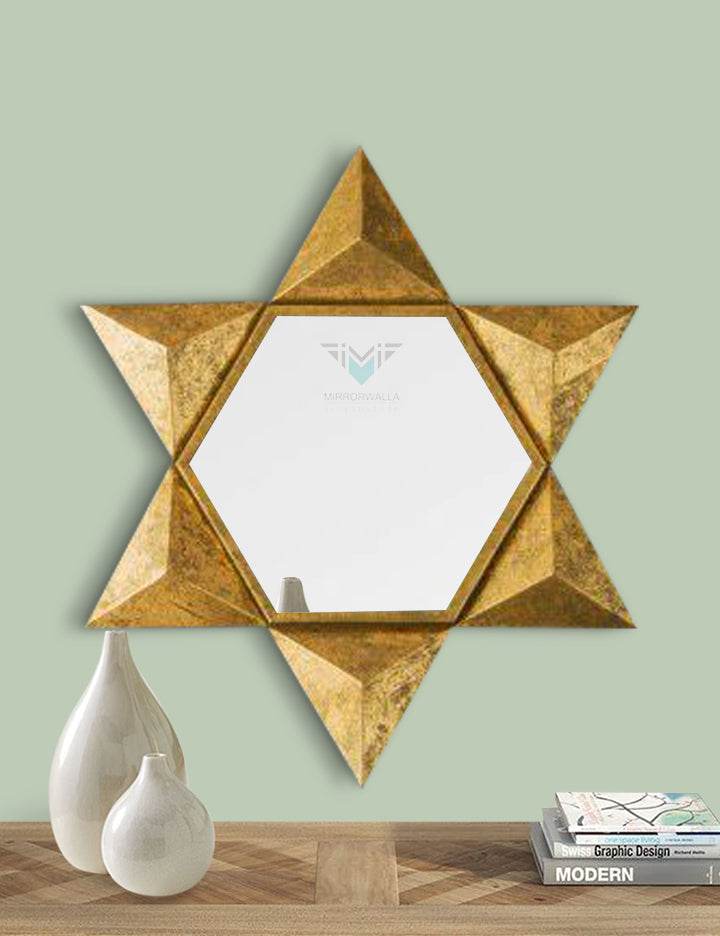 Gold Hexagon Decorative Mirror - Mirrorwalla